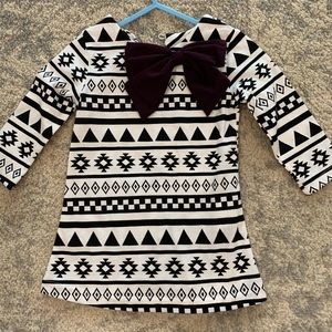 Aztec patterned black and white dress